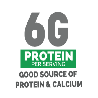 Nutritional label with various certification logos on a green background