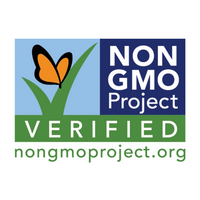 Non-GMO Project Verified badge for Papa Mountain cheese bread rolls — clean-label, gluten-free certified, seed-oil-free, preservative-free, Georgia-grown, fully baked and ready in 7 minutes, 6g protein per serving — verification of non-GMO ingredients.
