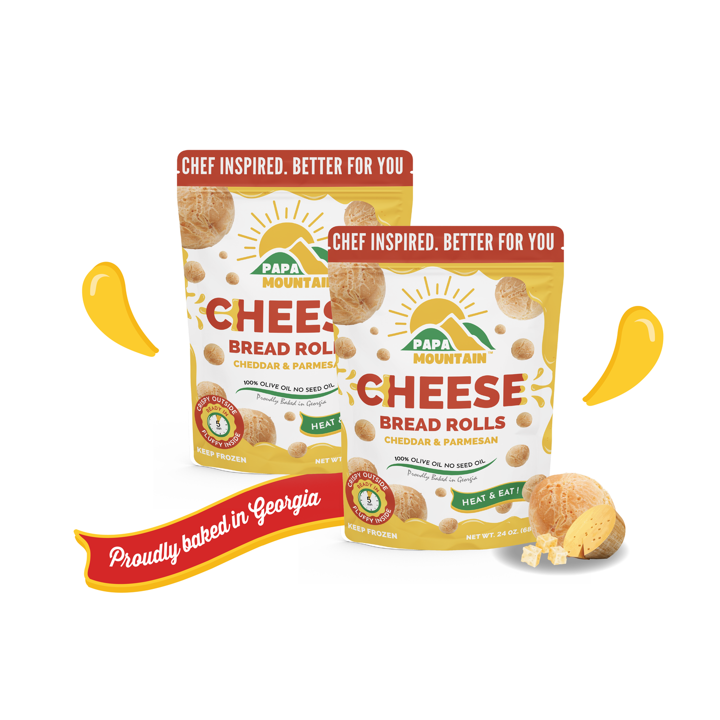 Papa Mountain cheese bread rolls packaging featuring cheddar and parmesan flavor, proudly baked in Georgia Papa Mountain cheddar and parmesan gluten-free cheese bread rolls — clean label snack proudly baked in Georgia Clean label cheese bread rolls by Papa Mountain — cheddar and parmesan flavor in freezer-ready packaging, gluten-free and baked in Georgia #PapaMountain
#CheddarAndParmesan
#CheeseBreadRolls
#CleanLabelFood
#ProudlyBakedInGeorgia
#GlutenFreeSnack
#BetterForYouSnacking
#FreezerSnackGoals